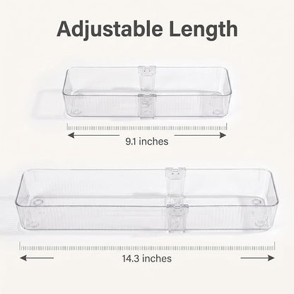 4-Pack Expandable Utensil Drawer Organizer | Clear Plastic Adjustable Storage - Image 3