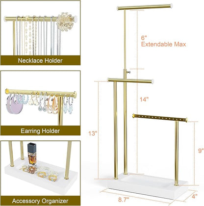 SRIWATANA Jewelry Organizer Display Extra Tall Necklace Holder 3 Tier Jewelry - Image 5