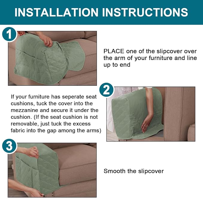 Turquoize 2 Pack Waterproof Armrest Covers - Image 7