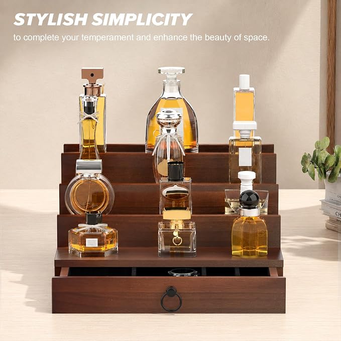 upcessory Cologne Organizer for Men, 4 Tier Black Wood Perfume Organizer - Image 9