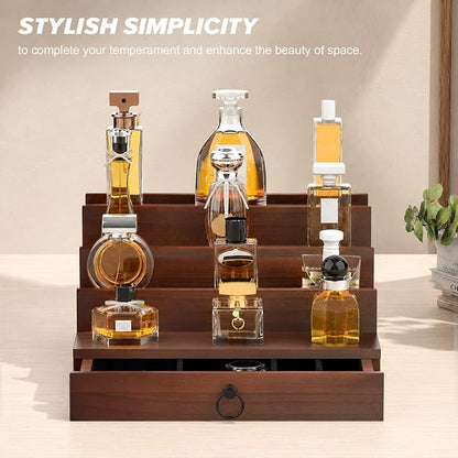 upcessory Cologne Organizer for Men, 4 Tier Black Wood Perfume Organizer - Image 9