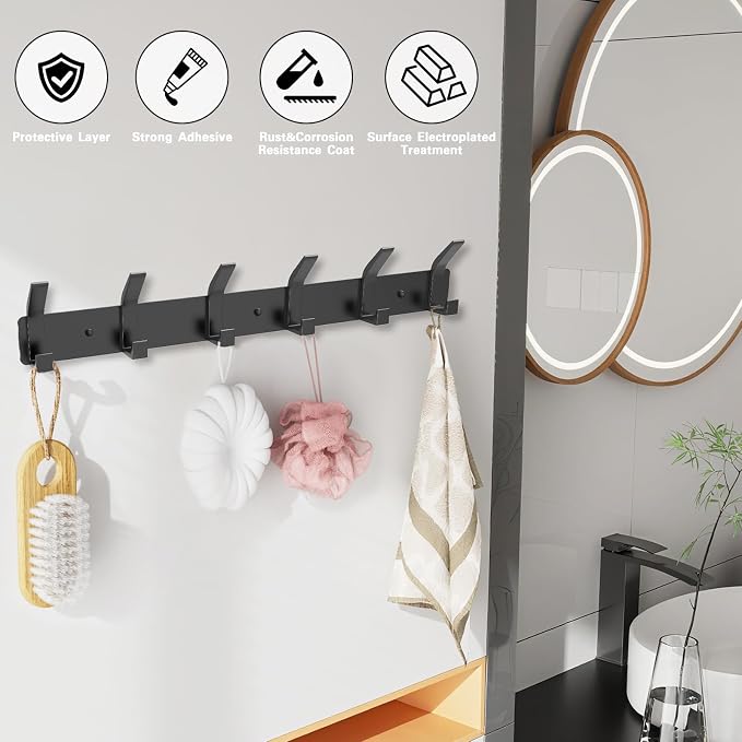 2 Pack Coat Rack Wall Mount, 17.3 in Wall Hooks - Image 3