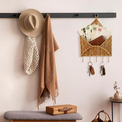 Gerrii Wicker Key Holder for Wall Rattan Mail Shape Holder - Image 3