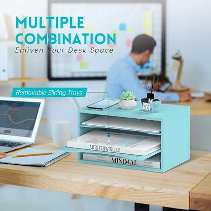 3 Tier Wood Desk Organizer, Mail Sorter and Paper Organizer - Image 4