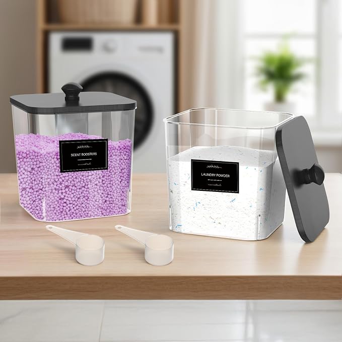 2 Pack Clear Laundry Pods Container, Plastic Square Laundry Room Organization - Image 5