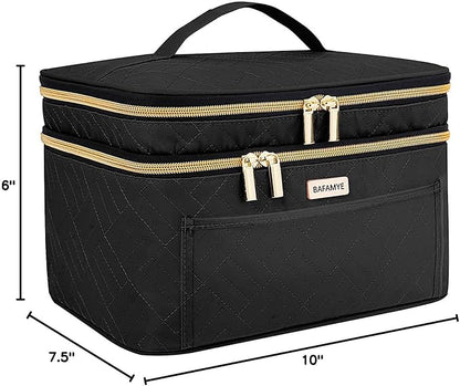 8.8L Double Layer Travel Makeup Bag Women, Large Cosmetic Case, Organizer - Image 3