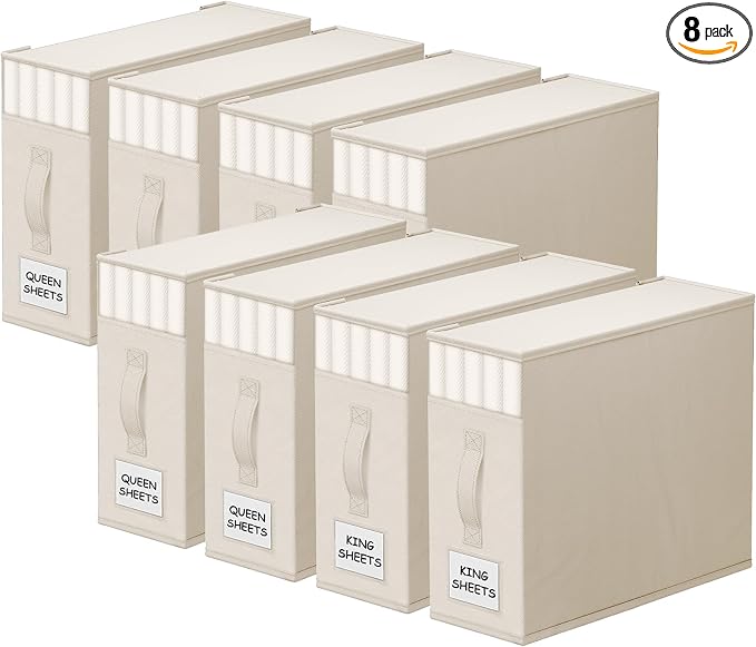 StorageTastic 8 Pack Bed Sheet Closet Organizers and Storage, Sturdy Foldable by StorageTastic