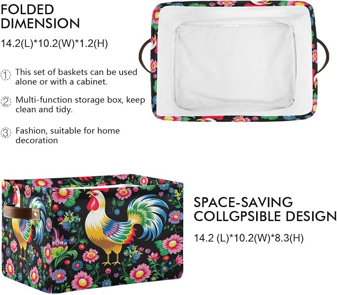 Traditional Chicken Foldable Storage Basket - Image 2