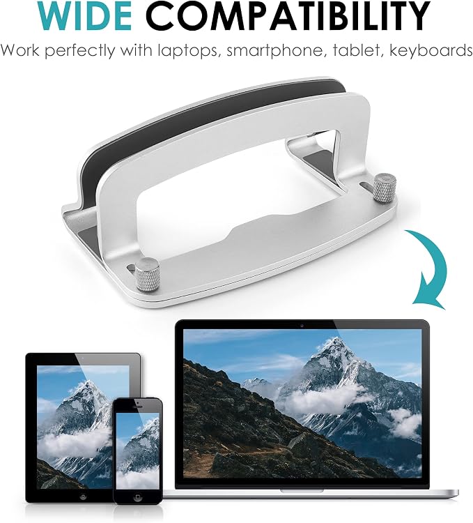 LOTEYIKE Aluminum Vertical Laptop Stand, MacBook Pro Laptop Vertical Stand Dock - Image 2