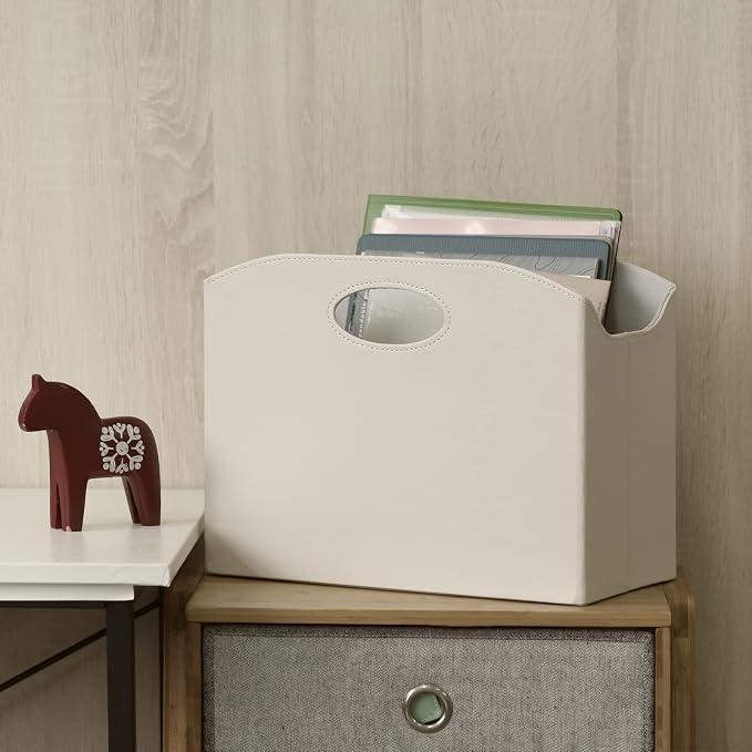 EZDeco Magazine Holder Foldable Magazine Rack Floor PU Leather File Holder - Image 4