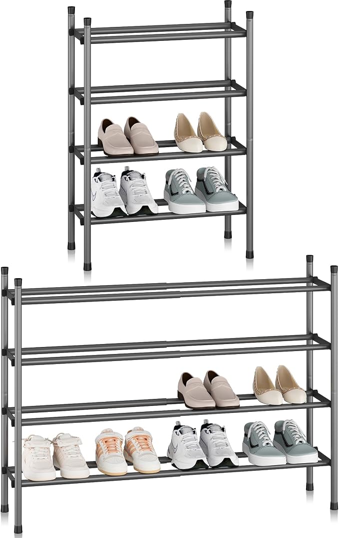 STORAGE MANIAC Expandable Shoe Rack, 16 Pairs Stackable Small Shoe Rack by STORAGEMANIAC
