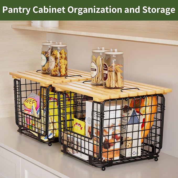 Wire Storage Basket for Kitchen Pantry: GGIU Stackable Kitchen Counter - Image 2