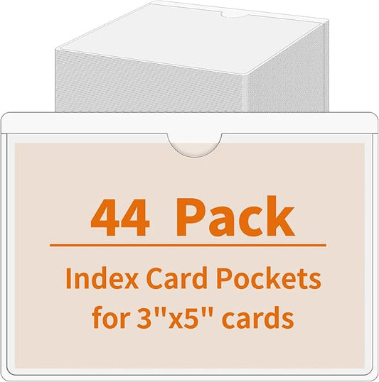 44 Pcs Storage Bin Labels, 3×5 in Index Card Holder, Waterproof & Clear by yeestone