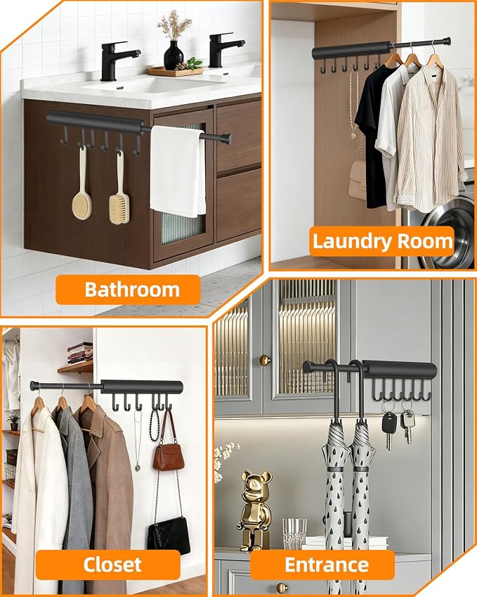 12 Inch Valet Rod for Closets Pull Out, Pull Out Rod For Hanging Clothes And - Image 7