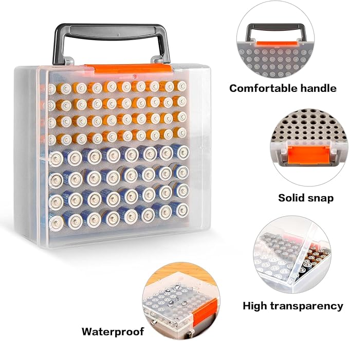 FULLCASE Battery Storage Organizer Holder Holds 72 AA AAA Batteries, Box Cases - Image 5
