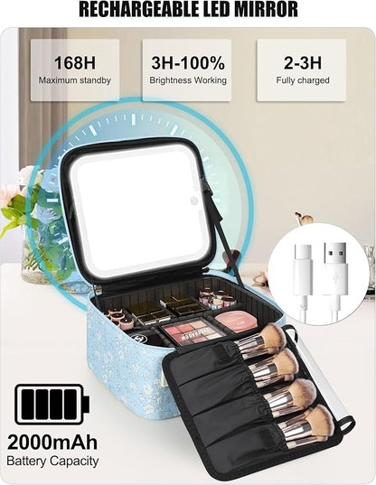 Relavel Travel Makeup Bag with LED Mirror - Image 7