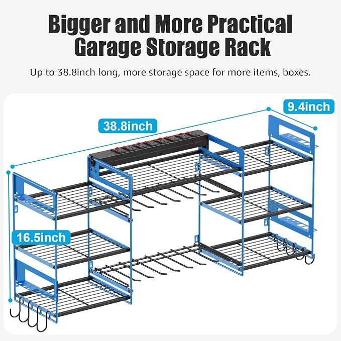 CCCEI Blue Power Tool Organizer Wall Mount, Large Tools and Battery Storage - Image 5
