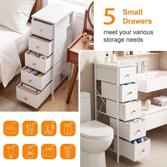 Fixwal Narrow Storage Cabinet, Narrow Nightstand Dresser - Image 7