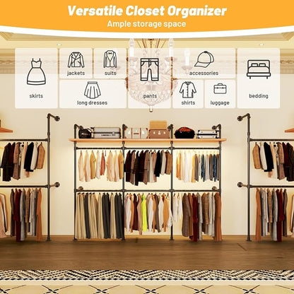 Industrial Pipe Clothing Rack, Reversible 118.3'' Clothes Rack - Image 4