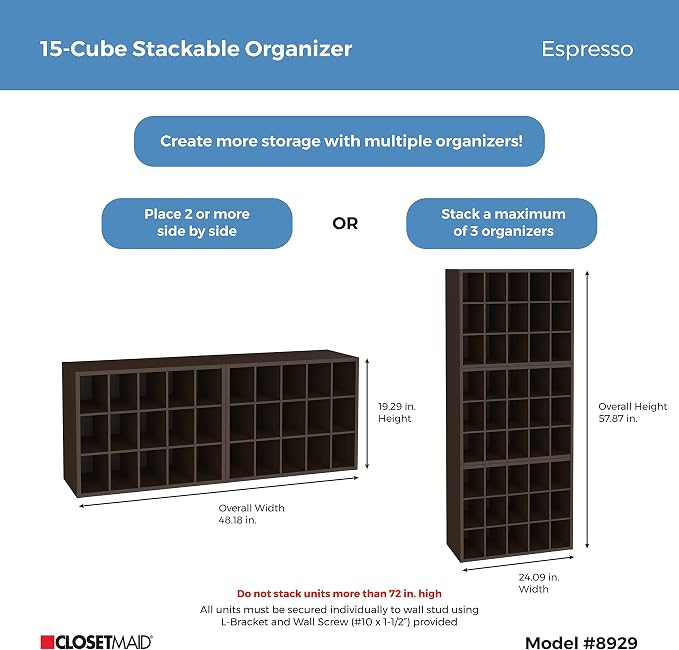 ClosetMaid 15 Cube Stackable Storage Organizer - Image 7