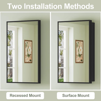 Buruis 14 x 24 Inch Framed Medicine Cabinet Mirror - Image 4