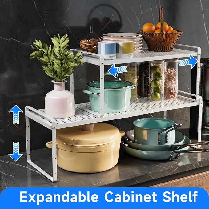 Expandable Cabinet Shelf Organizers, Kitchen Small Stand Rack Organization - Image 3