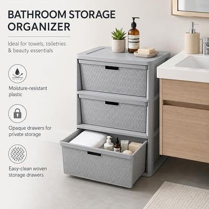 Wide 3-Drawer Plastic Storage Tower - Image 6