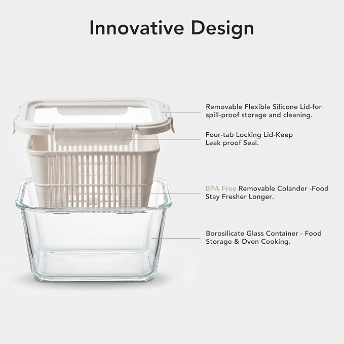 GENICOOK Glass Produce Storage Containers - Image 4