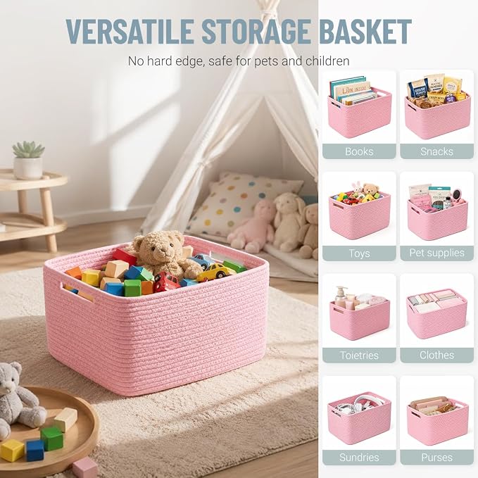5 Pack Woven Storage Baskets, Decorative Storage Bins - Image 5