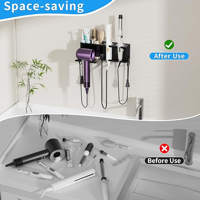 Hair Dryer Holder Wall Mounted, Metal Hair Tools Organizer, Hair Dryer Holder - Image 5