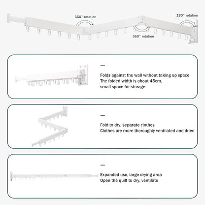 Clothes Drying Rack, Laundry Drying Rack, Clothes Rack Wall Mount, Wall Mounted - Image 5