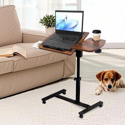 Overbed Table with Wheels Adjustable Height, Tiltable Desktop with Tray - Image 2