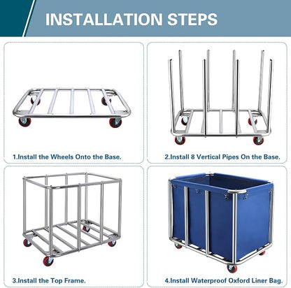 Commercial Laundry Cart with Wheels, 400L Large Commercial Laundry Hamper - Image 6