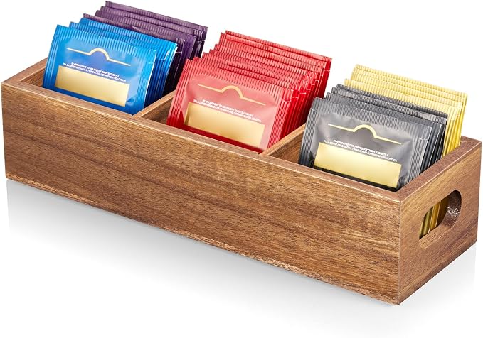 DRASTAR Tea Bag Organizer, Acacia Tea Bag Holder, Tea Storage Containers by EnhanceYourDailyLife