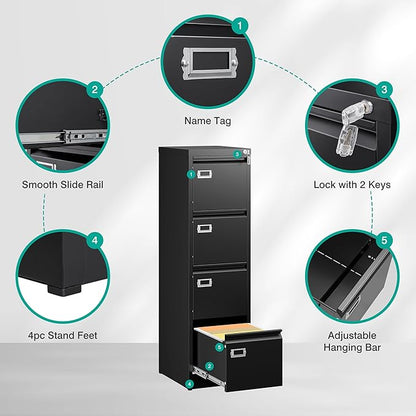 SISESOL 4 Drawer File Cabinet - Image 5