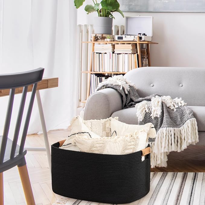 danpinera Large Woven Basket, 108 L Blanket Basket - Image 7