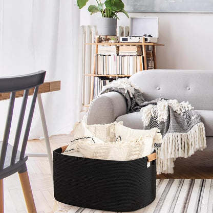 danpinera Large Woven Basket, 108 L Blanket Basket - Image 7