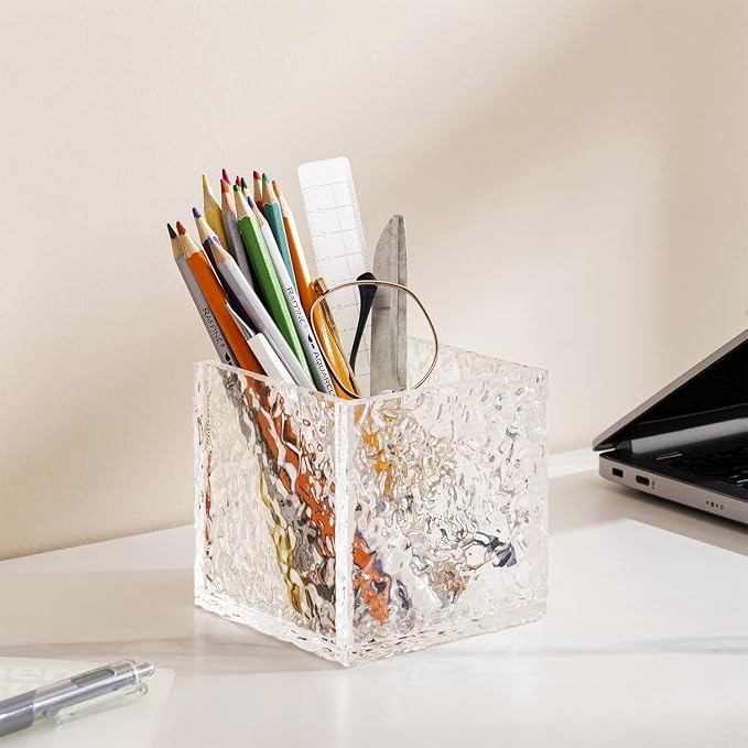Remote Control Holder, Acrylic Desk Organizer Stone Texture TV Remote Holder - Image 6