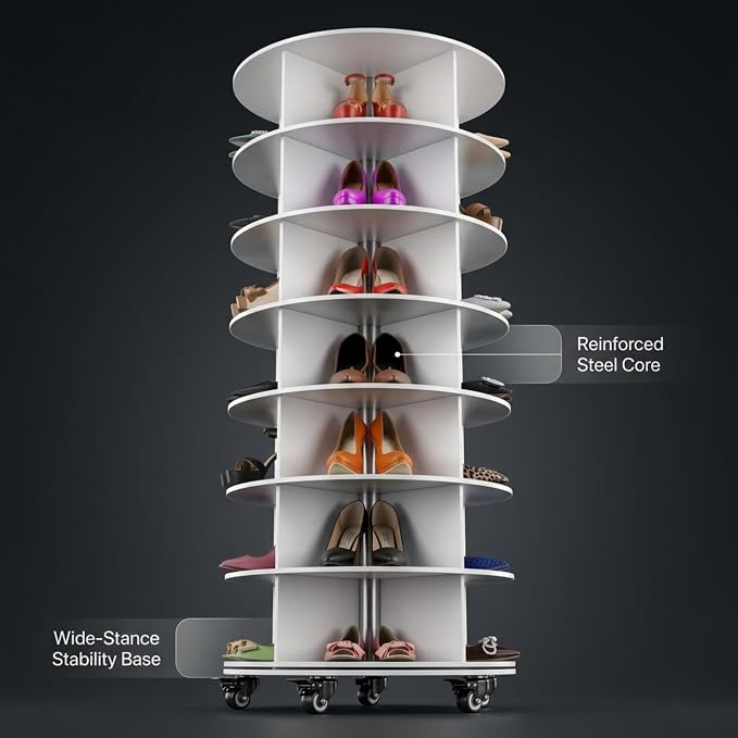 7-Tier Rotating Shoe Organizer - Image 9