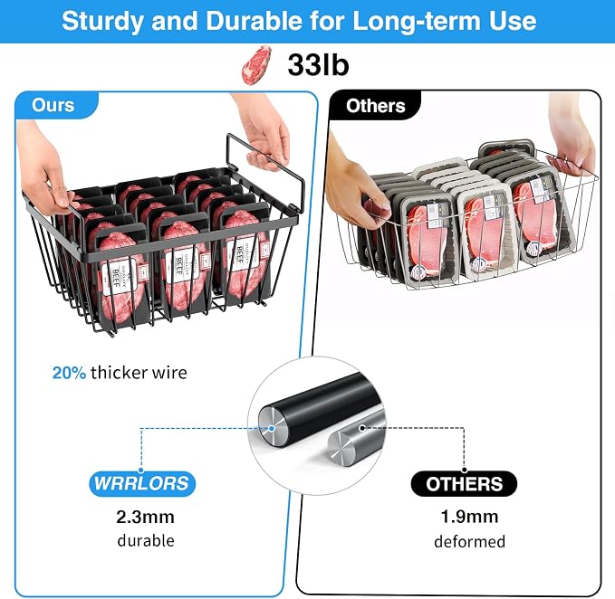 Freezer Organizers bins with Folding Handles，4 Pack Stackable Upright Freezer - Image 6