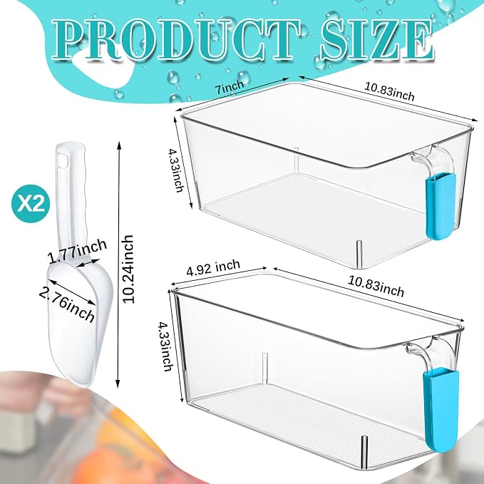 Havawish Ice Storage Bin and Flexible Scoop Set Plastic Freezer Bin - Image 2