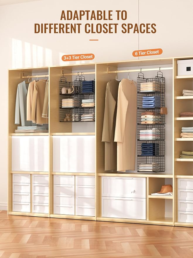 6 Tier Closet Hanging Organizer, Metal Closet Organizers and Storage - Image 5