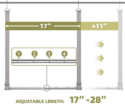 Hanging Closet Rod, 17-28In Width and Up to 32In Height Closet Extender - Image 3