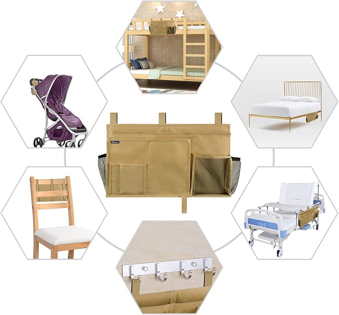 Surblue Bedside Caddy Hanging Bed Organizer Storage Bag Pocket - Image 6