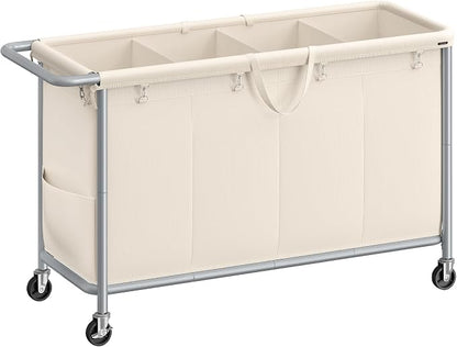 SONGMICS Laundry Basket with Wheels, 4-Section Rolling Laundry Hamper, 68.6 by SONGMICSbySONGMICSHOME