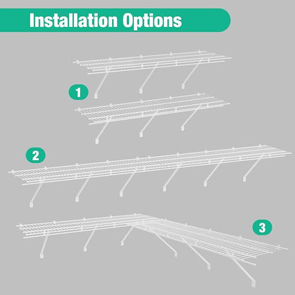 HAUSHOF 2 Pack Closet Shelves Wall Mounted, 4 ft x 16 in Wire Shelf Kit - Image 8