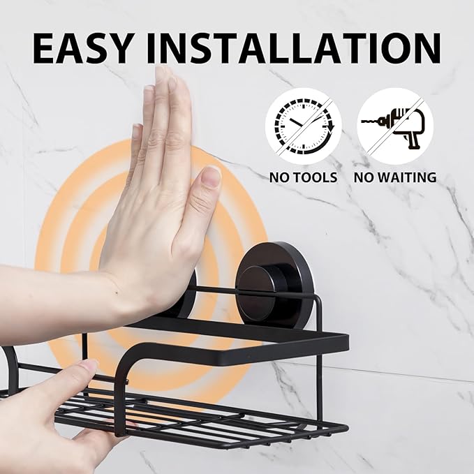 LEVERLOC Shower Caddy Suction Cup, 2 Pack Shower Shelves - Image 2