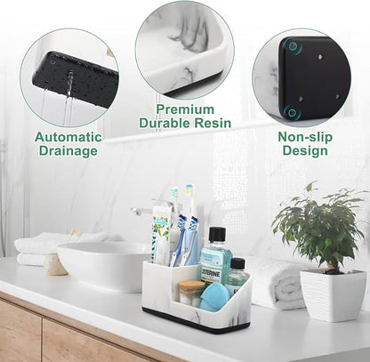 Marble Bathroom Counter Organizer, Kids Electric Toothbrush and Toothpaste - Image 3