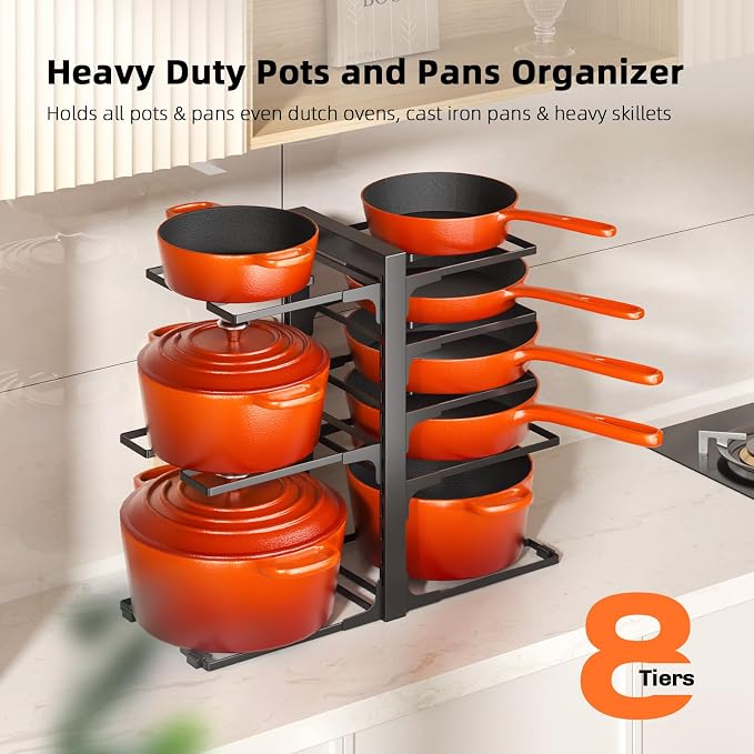 MUDEELA 8-Tier Pots and Pans Organizer under Cabinet, Adjustable Heavy Duty - Image 2