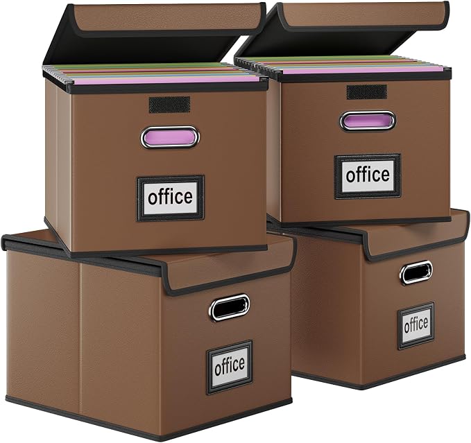 File Organizer Box with Lids, Collapsible File Folder Organizer | File Box with by Huolewa